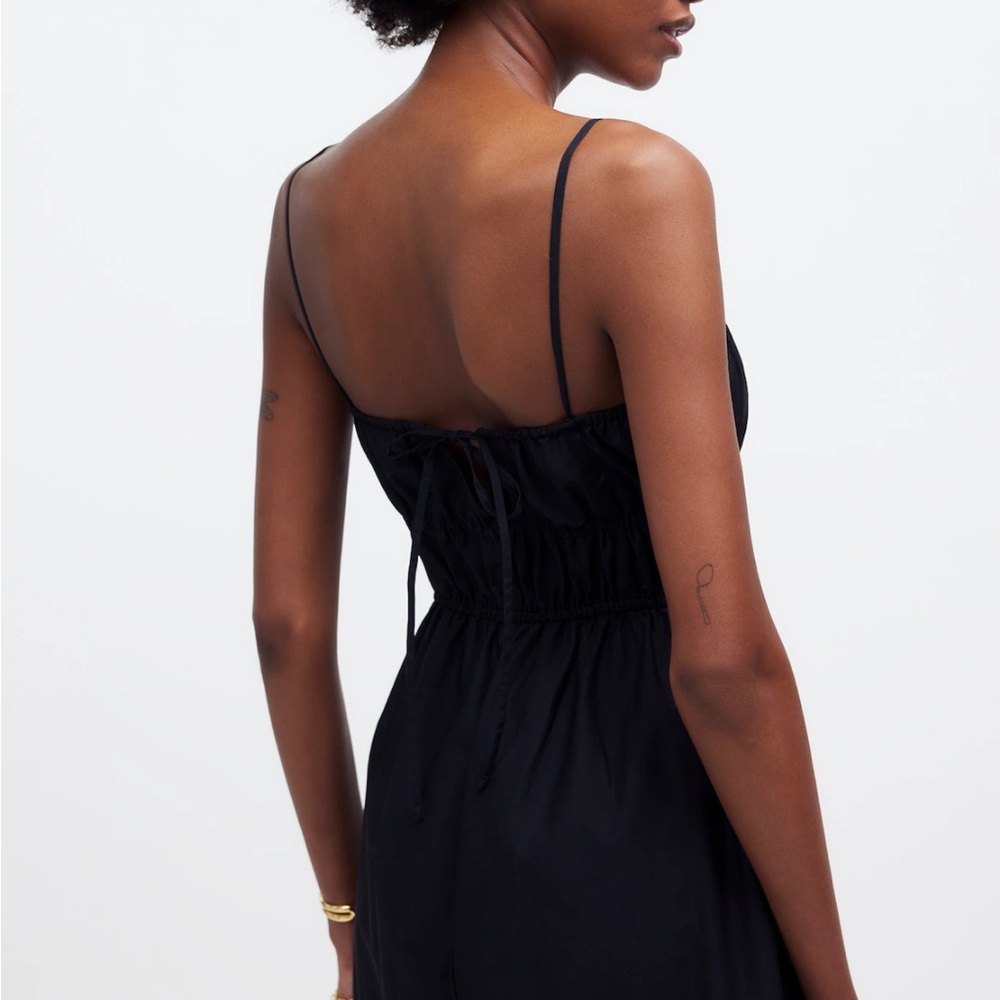 Madewell Embroidered Tank Midi Dress in Poplin in Black - Picture 5 of 6